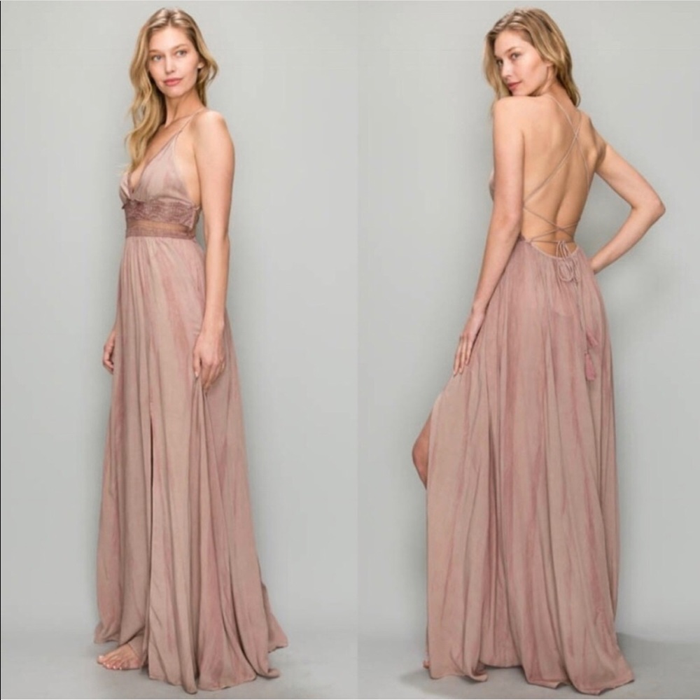 5 Pack Mauve Lace Maxi Dress